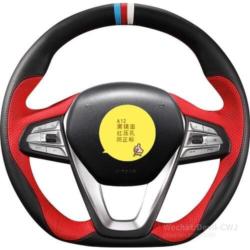 DIY for Mitsubishi Outlander Pajero hand-stitched leather carbon fiber suede car steering wheel cover car accessories