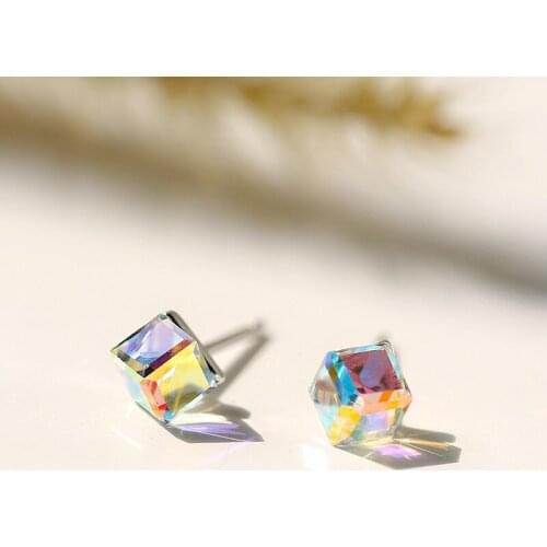 SHELA S925 Sterling SilverPins Stud Earrings for Women Colorful Geometric Dangle Pendientes