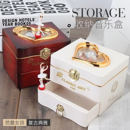 Nostalgic Mirror Music Box Dancing Girl Clockwork Simulation Music Box Desktop Jewelry Box Storage Box Girl Birthday Gift