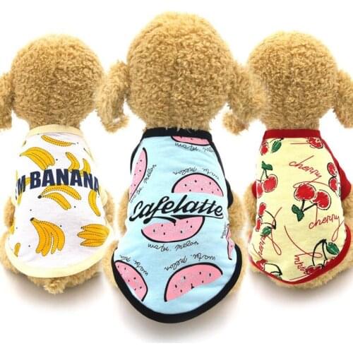 Cute Printed Pet Cat Vest Cotton T Shirt Summer Pets T-shirt Dog Clothes Pug Apparel Costumes Dog Clothes For Small Dogs