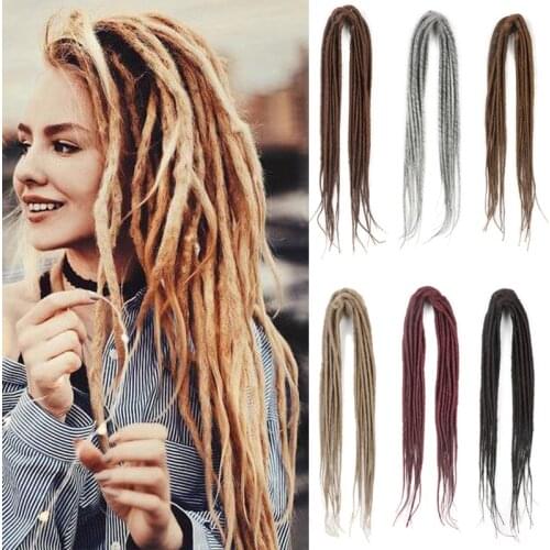 DANSAMA Handmade Dreadlocks Hair Extension Synthetic Kanekalon Braiding Hair Blonde Black 20 Inch Crochet Braid Hair for Women