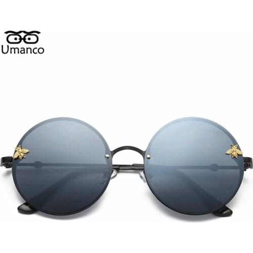 Umanco Luxury Round Sunglasses Men Women Designer Brand Fashion Bee Sun Glasses Vintage Metal Eyewear Male Steampunk Eyeglasses