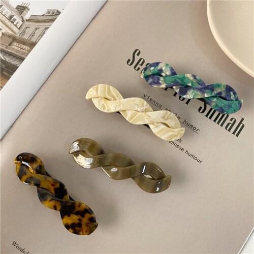 Women Fashion Acetate Hairpin Lady Twist Hair Barrettes Girl Party Hair Clips
