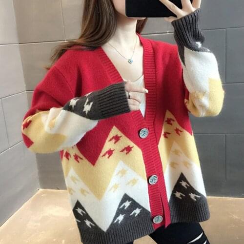 Womens Cardigan Sweater Coat Oversized Loose Long Sleeve V-Neck Sweater Plus Size Woman Sweaters