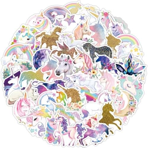 10/50Pcs Stickers for Unicorn Cartoon Animal Waterproof Cute Graffiti Sticker To DIY Luggage Bike Notebook Laptop Guitar Decals