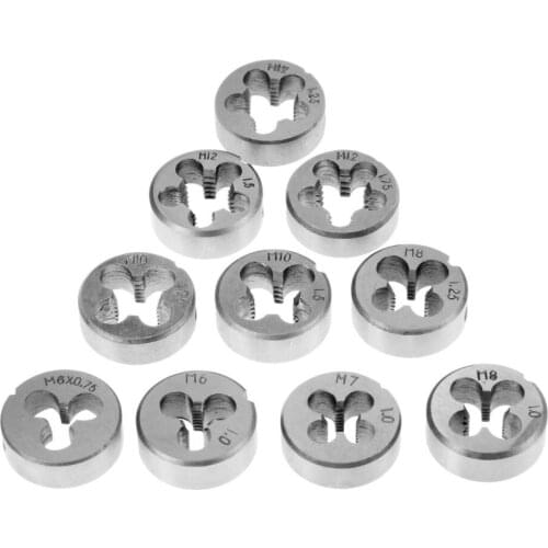 10pcs/set metric circular die set M6 M8 M10 M12 wrench Hss Circular Die Die for screw tap suits