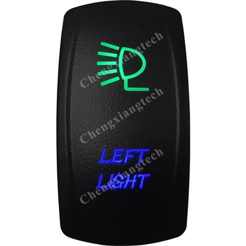 12v/24v Waterproof Marine Grade Boat Car 5P SPST ON-OFF Up Green & Down Blue Led Light Rocker Toggle Switch Left Light
