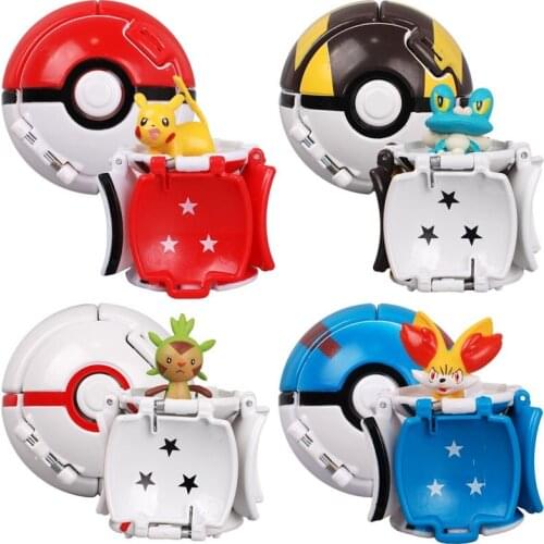 4Pcs/sets Pokemon Elf Ball The PokeBall Toys Pikachu Elf Ball Pikachu Balls 7CM Cartoon Movie Pikachu Figures Educational Toys