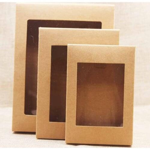 50pcs multi size package window box white/black/kraft paper Gift box cake Packaging For Wedding home party muffin packaging