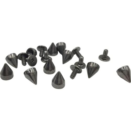 7*9mm 100set Gun Black Punk Spike Alloy Spikes Cone Screwback Metal Studs Leathercraft Rivet For Leather Bullet Spike Punk Spots