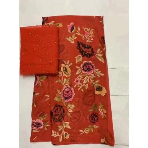 African lace fabric 2020 high quality robe satin tissu dentelle silk fabric gele headtie with beads sewing materials 5+2yard