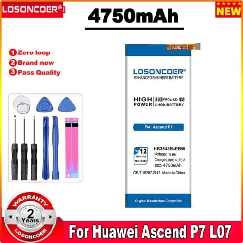 LOSONCOER 4650mAh New HB3543B4EBW Battery for Huawei Ascend P7 P7-L07 L09 L00 L10 L05 L11