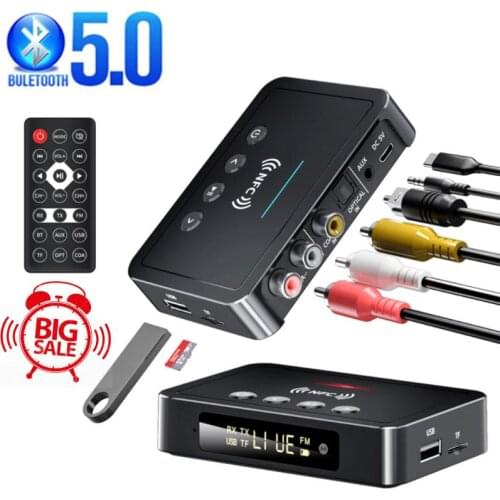 Bluetooth 5.0 Receiver Transmitter FM Stereo AUX 3.5mm Jack RCA Optical Wireless Handsfree Call NFC Bluetooth Audio Adapter TV