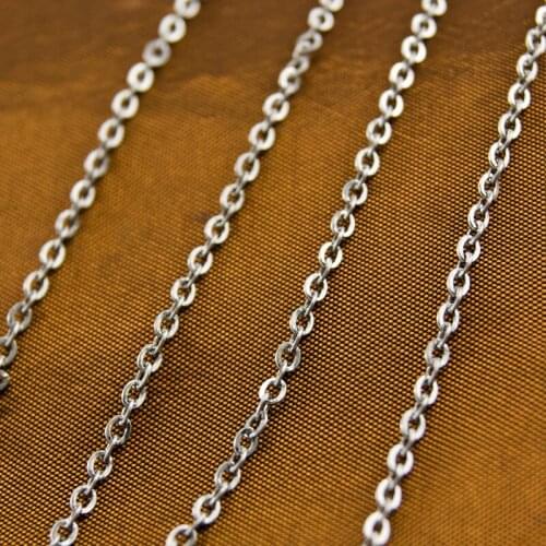 Simsimi stainless steel Rolo chain Sell in meter 1.1/1.5/2mm thin fashion necklace cable style woman DIY necklace
