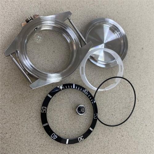 40MM Stainless Steel Watch Case for Miyota 8215/821A For Mingzhu 2813/3804 Movement Aluminum Ring Sapphire Glass Watch Case