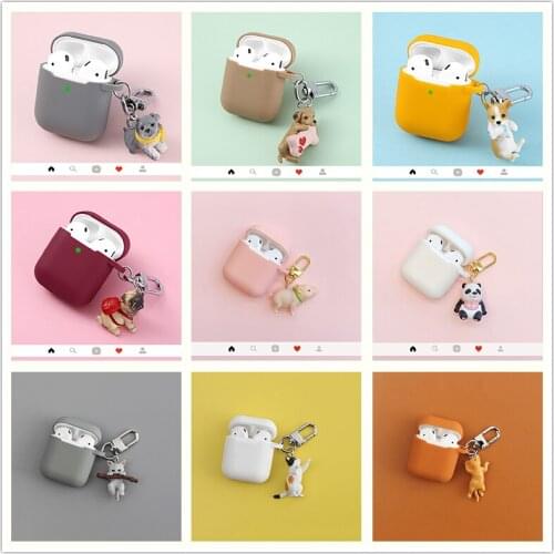 Cute Cat Dog Earphone Shell For Apple Airpods Case Wireless Bluetooth Earphone Protective Case Smooth Touch Charging Box Cover