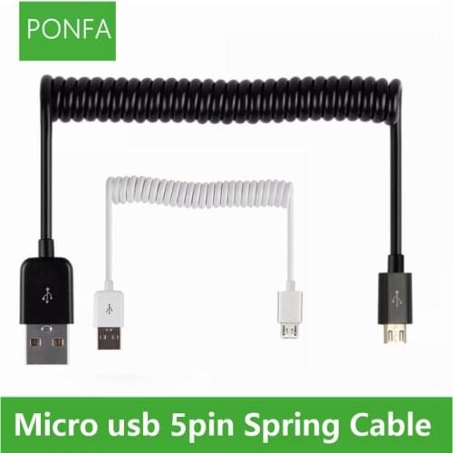 0.5M-2M usb 2.0 male to micro usb male spring Retractable stretch cable sync data charge for samsung HTC LG