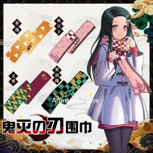 Demon Slayer Kimetsu No Yaiba Kamado Tanjirou Nezuko Agatsuma Zenitsu Winter Scarf Halloween Party Cosplay Costumes For Gift