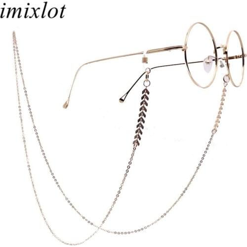 Imixlot Fashion Classical Metal Leaf Sunglasses Chain Unisex Retro Arrow Design Glasses Chain Eyewear Cord Holder Strap Rope