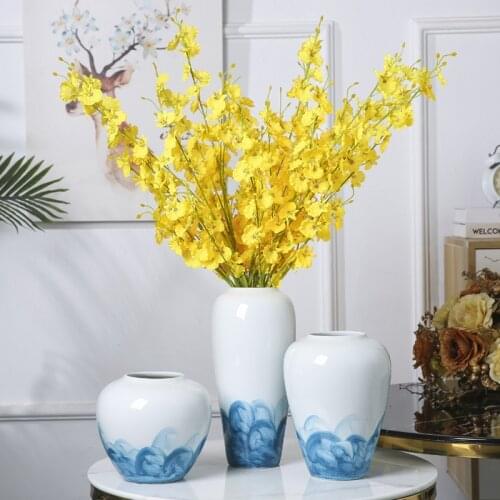 Classical Ink Painting Ceramic Vases Gradient Glazed Insert Craft Porcelain Flower Arrangement Living Room Ornaments