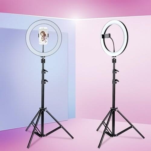 26cm Studio Live Led Ring Light+Non-slip Phone Holder+120cm Foldable Tripod Kit for Phone Selfie Light Beauty Photograph