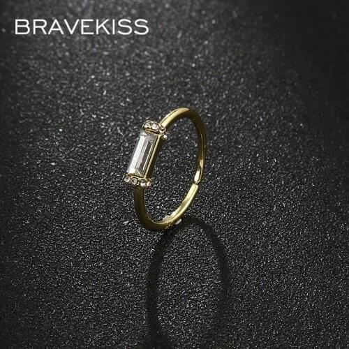 BRAVEKISS 2021 NEW Cubic Zirconia Ring for Women Femme Adjustable Wedding Rings Electroplating Gold Color Fashion Jewelry UR0619