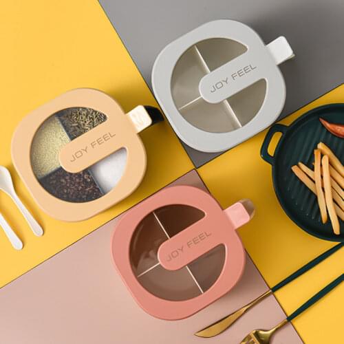 Seasoning Box Combination Four Compartments One Kitchen Salt Shaker Household Multi Compartment Storage with Lid