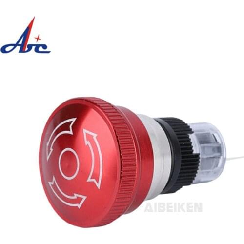 16mm 19mm 22mm Red Mushroom Head with Arrow Emergency Stop Metal Push Button Switch Self-locking/Latching