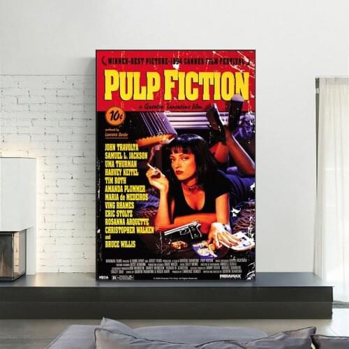 Pulp Fiction Classic Movie Quentin Tarantino Vintage Art Painting Funny Canvas Painting Poster Pictures for Bedroom Decor