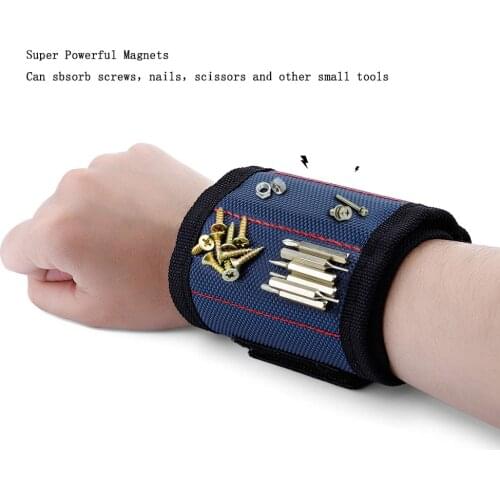 Polyester Magnetic Wristband Portable Tool Bag Electrician Wrist Tool Belt Screws Nails Drill Bits Holder Repair Tools