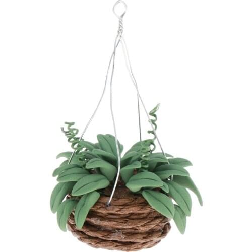 Miniature Hanging Plants Basket Planters Decor for 1/12 Dollhouse, Fairy Garden Accessories