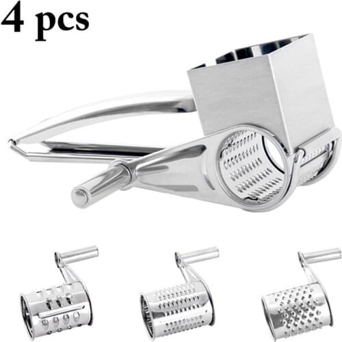 Multifunction 3 In 1 Cheese Grater Set Stainless Steel Multi-Use Rotary Cheese Shredder Food Grater Kitchen Tools Accessories
