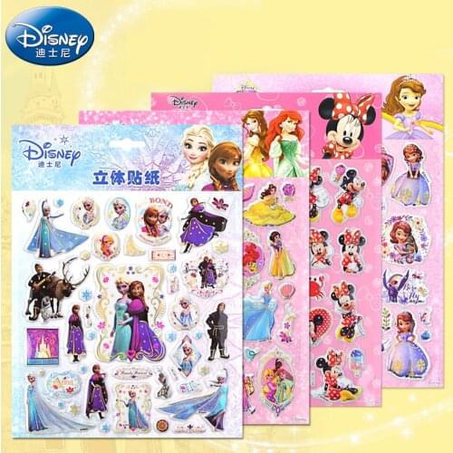 Cartoon Disney Princess Frozen Mickey Minnie Bubble Sticker 3D Pixar Cars 3 Puffy Stereo Waterproof Sticker For Kids Gift
