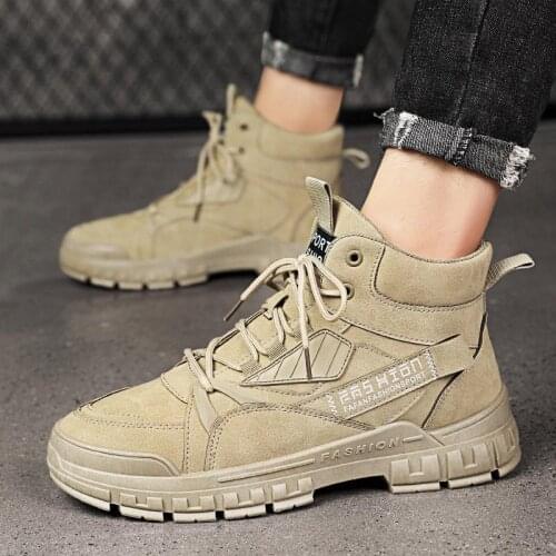 Men High Quality Leather Boots Male Spring Casual Motorcycle Ankle Botas Hombre Men Lace-Up Basic Boots Man Fashion Men Boots