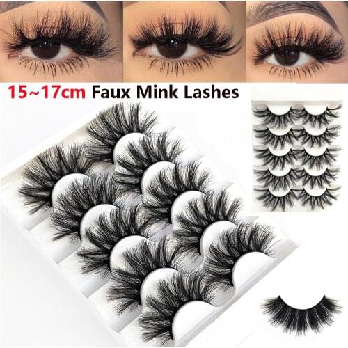 5Pairs 6D Faux Mink Hair False Eyelashes Natural Long Fluffy Wispies Lashes Handmade Cruelty-free Eye Lash Extension Makeup Tool