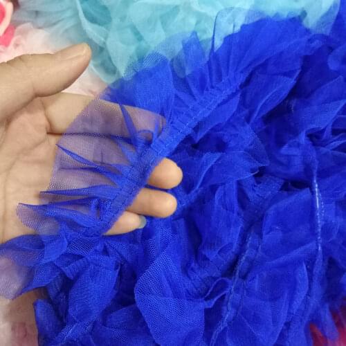 Pleated Tulle Lace Fabric 5cm Ribbon Blue Purple Lace Trim Sewing Guipure Craft Supplies Pink Green Laces Material dentelle RT11