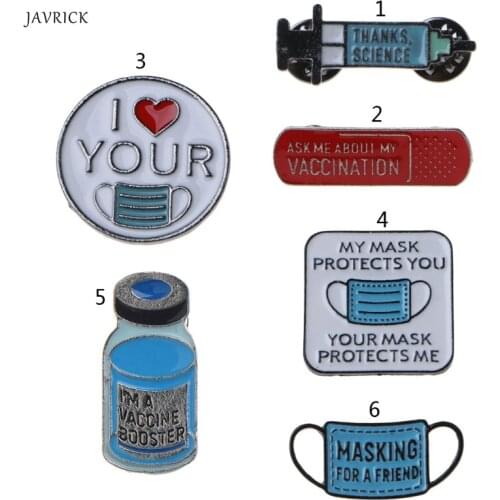 Vaccinated Pin Buttons Badge Metal Lapel Pins Medicine Enamel Pins Syringe Injector Stethoscope Brooch Jewelry Gifts