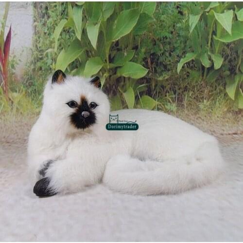 Dorimytrader vivid animal cat plush toy realistic lying animals cats pet doll decoration for car Photography props 16x30x20cm