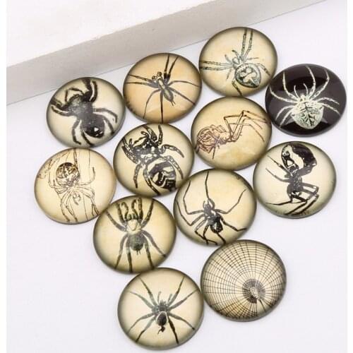 Reidgaller 20pcs photo glass cabochon 20mm diy mixed handmade vintage spider photo findings for scrapbooking embellishments