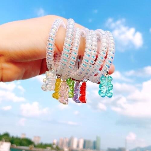Shining Bear Colorful Womens Scrunchies Telephone Wire Line Hair Rubber Bands Elastic Hairbands Rope for Girls Hair Accessories
