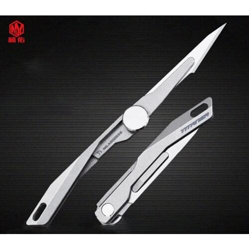 Mini Titanium Alloy Folding knife Portable Self-defense EDC Outdoor knife Multi-tool Scalpel Utility Knife