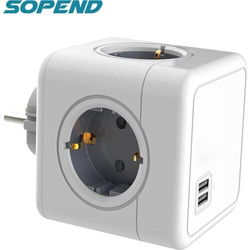 Sopend Smart Wall Power Strip Multiple European Thief Plugs Powercube Electric Extension Tee Socket 220 with Usb Ports for Phone