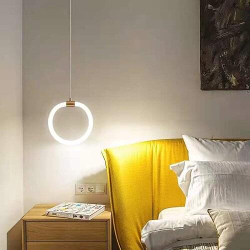 Modern Nordic Pendant Lamp Bedside Ring Living Room Bar Counter Kitchen Lighting Geometry Personality Lights Indoor Decor Square