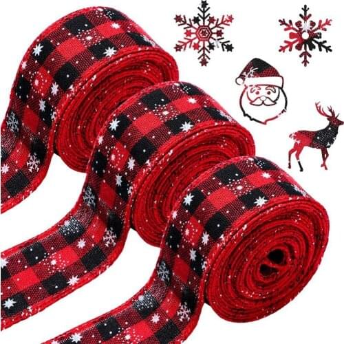 1Pcs 6 Meters/Roll Ribbons Christmas Tree Wreath Decoration Christmas Lattice for Gift Box Wrapping DIY Making Bows Wire Edge