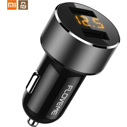 Xiaomi Youpin Car Charger Dual-port Smart LED Digital Display 3.6A Charging Head One for Two Fast Charging 18W