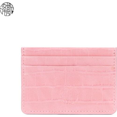 Zenos Candy Pure Pu Embossed Crocodile Pattern Business Card Holder Wallet Card Holder Cover For Women Men