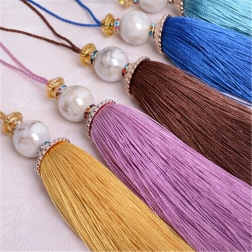 Curtain Tie back Pearl Tassel Beads Hanging Ball Fringe Trim Craft Jewelry Pendant Home Textile Accessories Sofa Table Decor