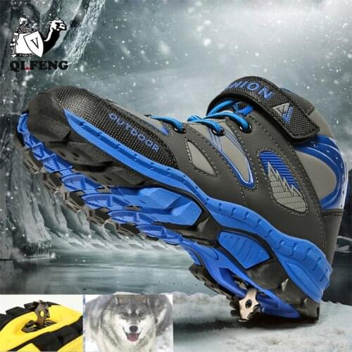 Winter Kids Snow Shoes Children Hiking Shoes Walking Climbing Sneakers Leather Comfortable Nonslip Teenagers Casual Sport Boots