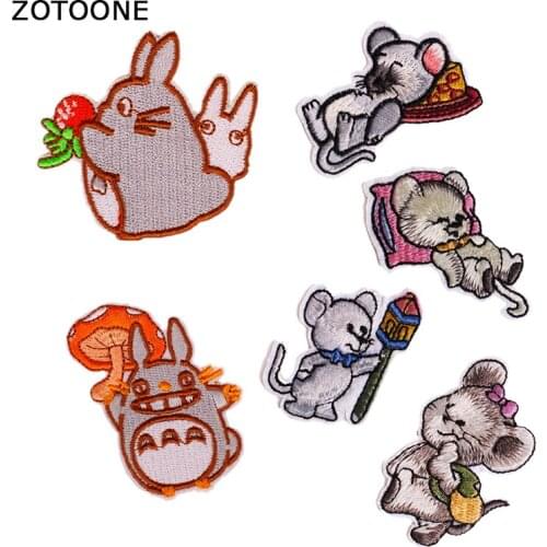 ZOTOONE Cartoon Animals Patches for Diy Totoro Clothing Sewing Clothes Patch Applique Cute Mouses Jacket Badge Sticker for Craft
