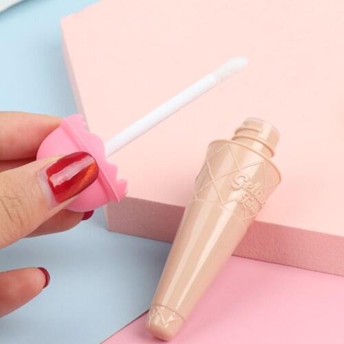 1Pcs 8ml Lip Gloss Bottle Empty Pink Ice Cream Cone Plastic DIY Lipgloss Tube Packaging Container With Stopper Lip Glaze Tube